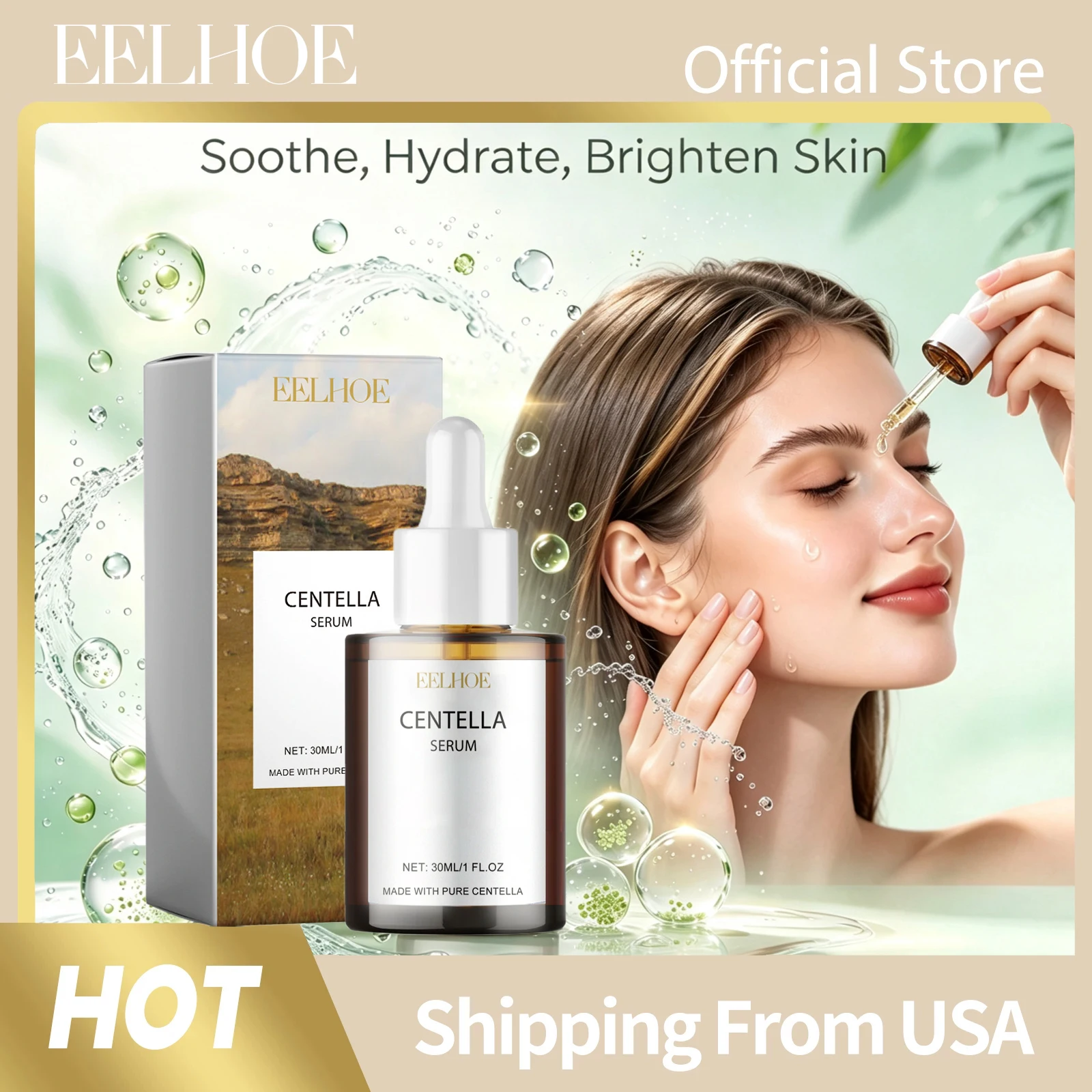 Centella Facial Serum Soothes Skin Discomfort Deeply Hydrates Face Softens Skin Texture Smooths Complexion Moisturizing Daily Skincare Essence