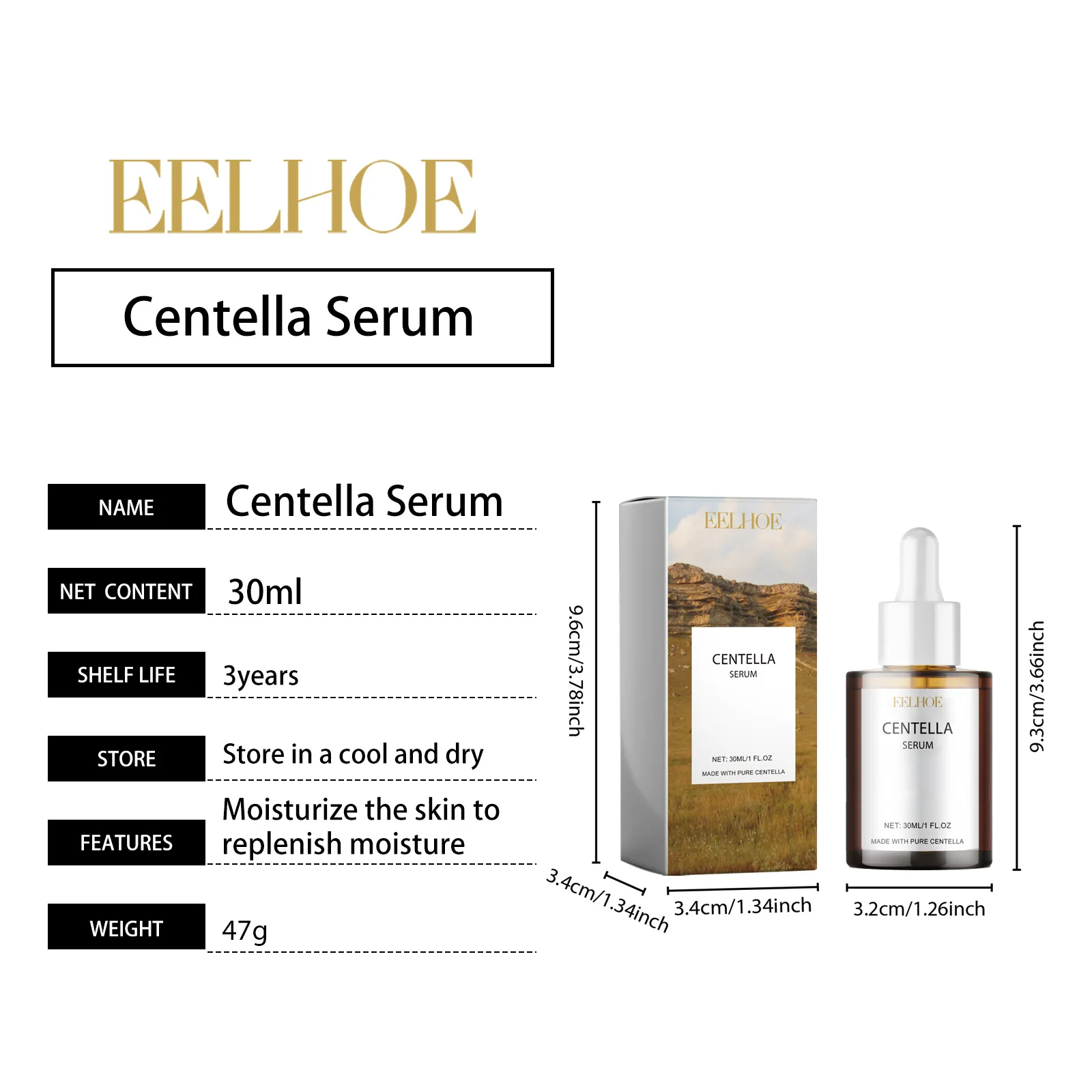 Centella Facial Serum Soothes Skin Discomfort Deeply Hydrates Face Softens Skin Texture Smooths Complexion Moisturizing Daily Skincare Essence