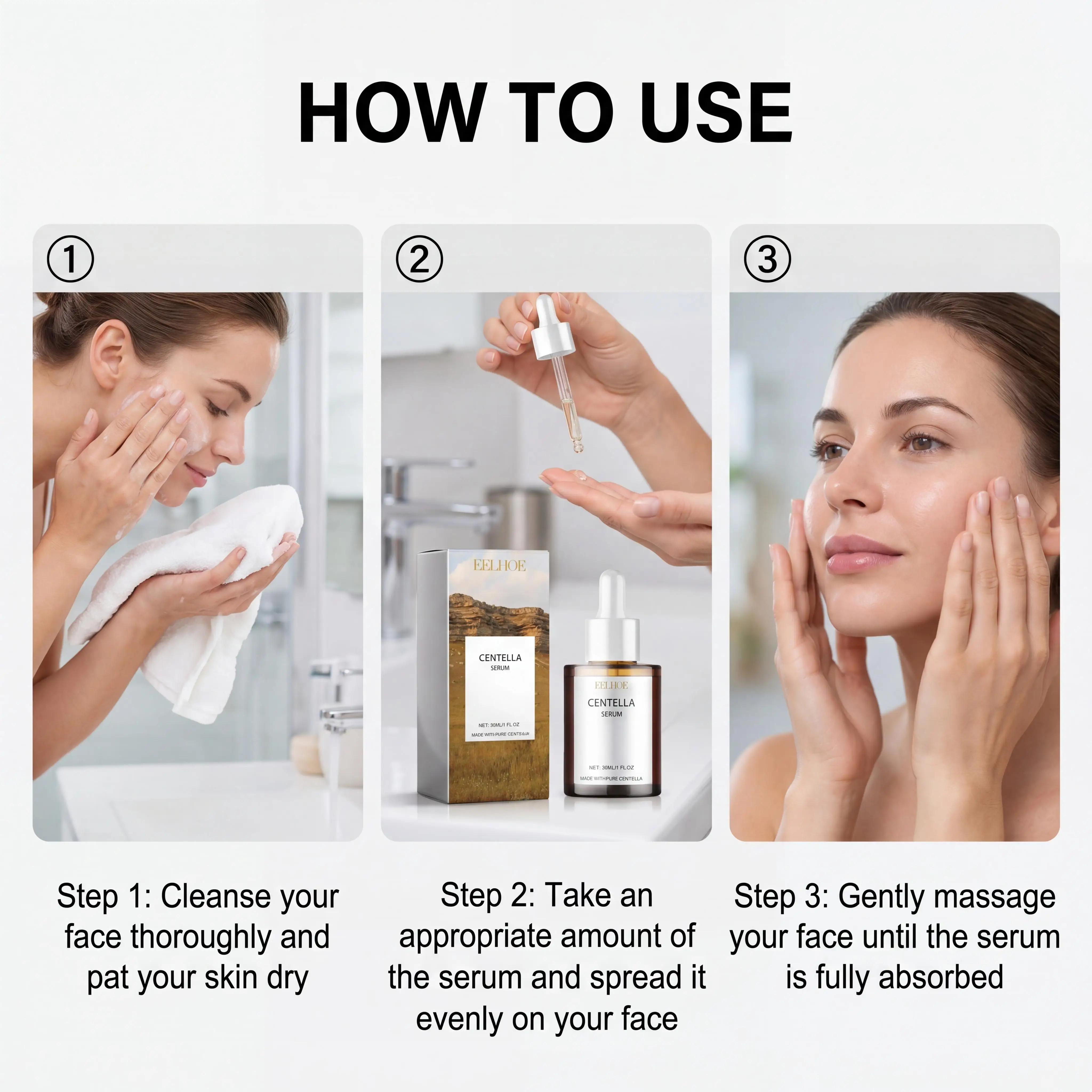 Centella Facial Serum Soothes Skin Discomfort Deeply Hydrates Face Softens Skin Texture Smooths Complexion Moisturizing Daily Skincare Essence