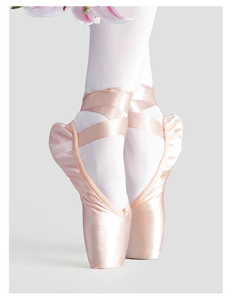 Girls Ballerina Ballet Pointe Shoes Pink Women Satin Professional Ballet Shoes for Dancing