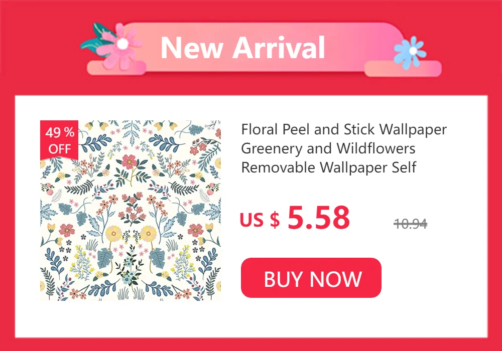 Floral Peel and Stick Wallpaper Vinyl Wallpaper Watercolor Flower Peel and Stick Wallpaper for Kitchen Cabinet Furniture