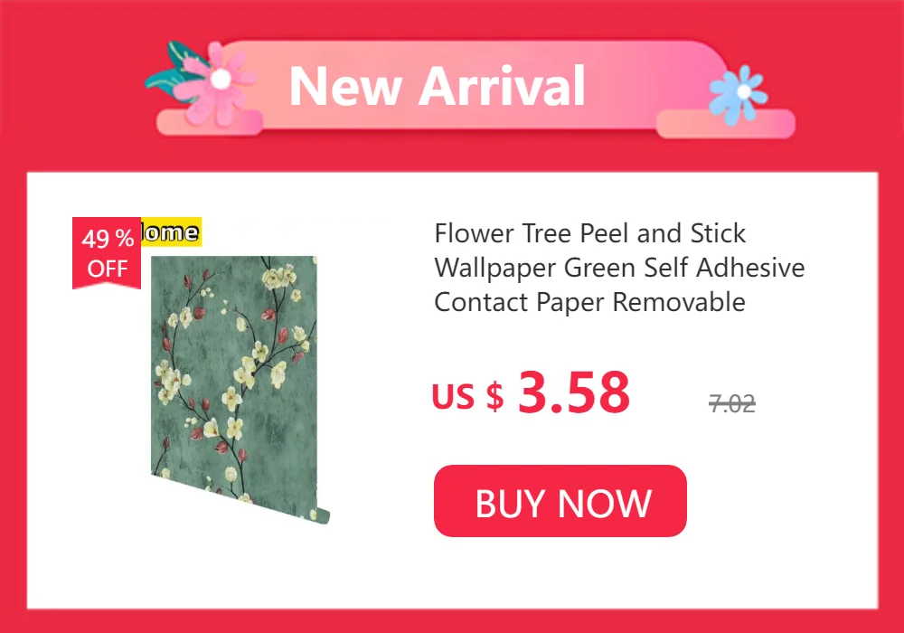 Floral Peel and Stick Wallpaper Vinyl Wallpaper Watercolor Flower Peel and Stick Wallpaper for Kitchen Cabinet Furniture