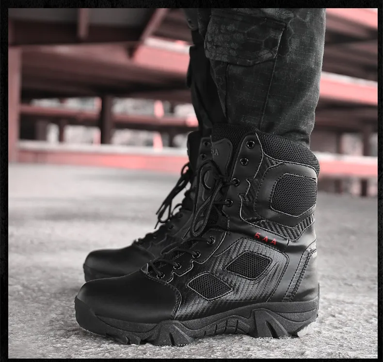 MIXIDELAI Size 39-47 Desert Tactical Mens Boots Wear-resisting Training Boots Waterproof Outdoor Hiking Men Combat Ankle Boots