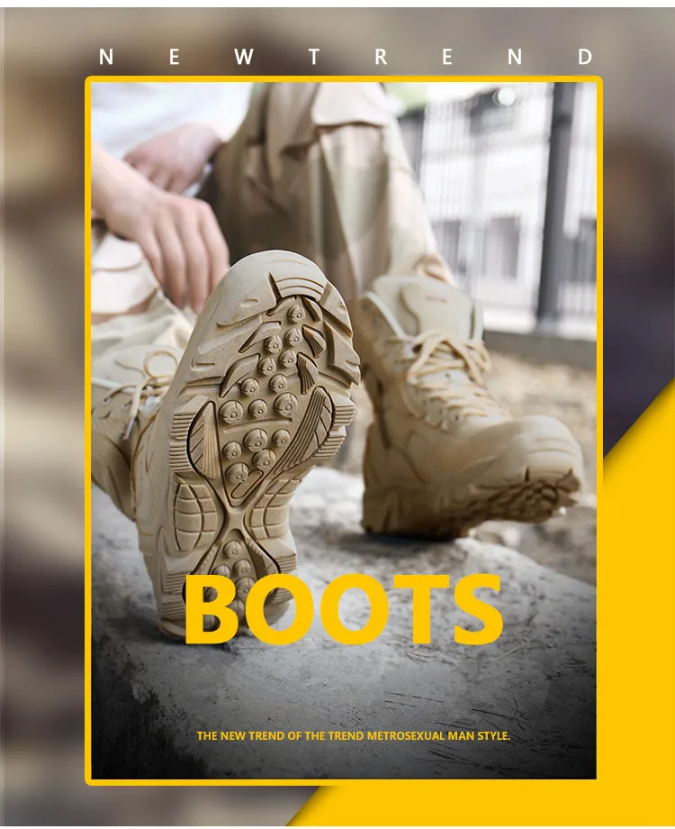 MIXIDELAI Size 39-47 Desert Tactical Mens Boots Wear-resisting Training Boots Waterproof Outdoor Hiking Men Combat Ankle Boots