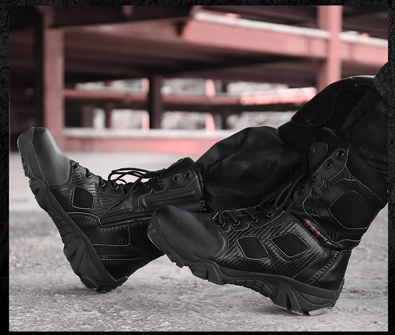 MIXIDELAI Size 39-47 Desert Tactical Mens Boots Wear-resisting Training Boots Waterproof Outdoor Hiking Men Combat Ankle Boots