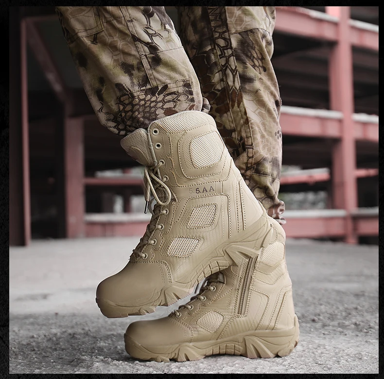 MIXIDELAI Size 39-47 Desert Tactical Mens Boots Wear-resisting Training Boots Waterproof Outdoor Hiking Men Combat Ankle Boots