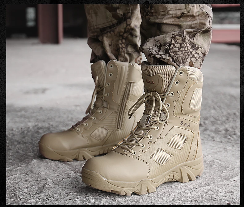 MIXIDELAI Size 39-47 Desert Tactical Mens Boots Wear-resisting Training Boots Waterproof Outdoor Hiking Men Combat Ankle Boots