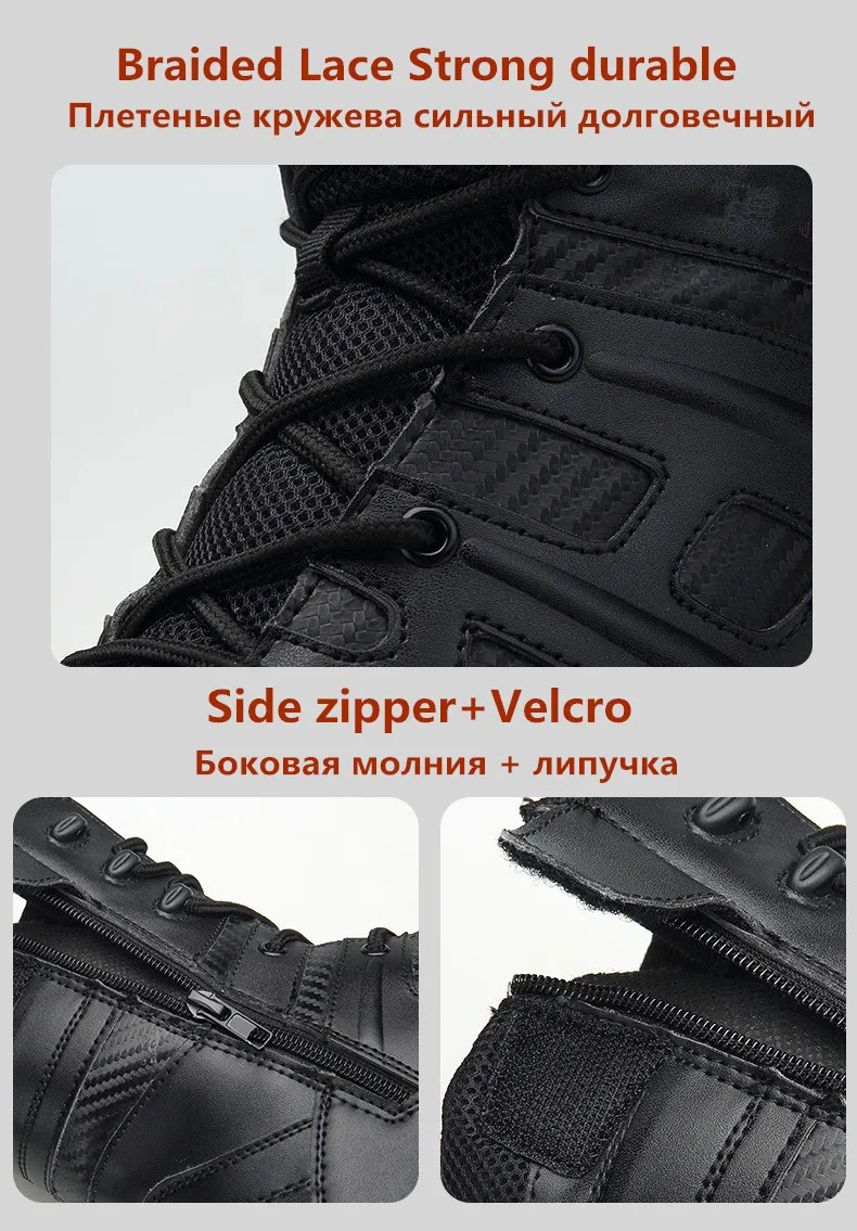 MIXIDELAI Size 39-47 Desert Tactical Mens Boots Wear-resisting Training Boots Waterproof Outdoor Hiking Men Combat Ankle Boots