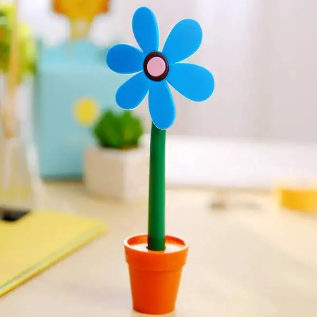 1 Pcs Lytwtw's Stationery Cute Kawaii Potted Plants Sunflower Ballpoint Pen Office School Supply Novel Creative Gift Funny