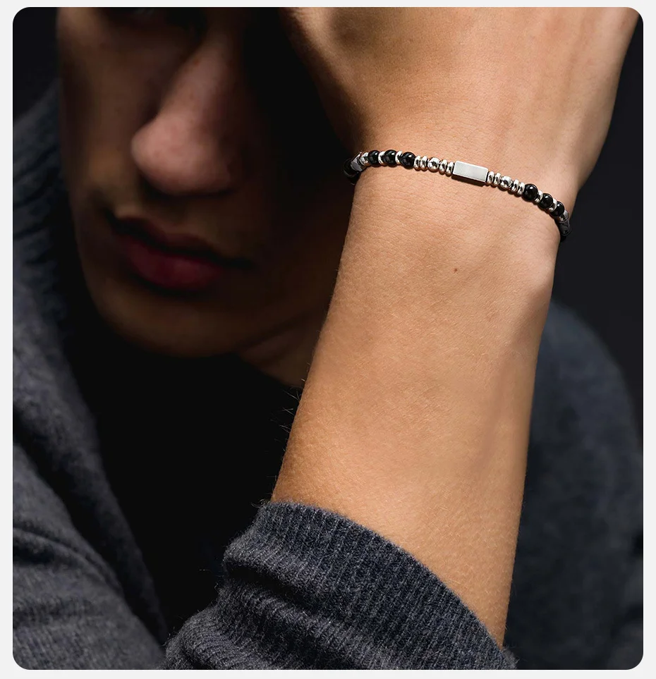 Vnox Handmade Beaded Bracelet with Natural Stone (Malachite/Obsidian/Turquoise/Tiger Eye), Bohemian Style Jewelry for Men