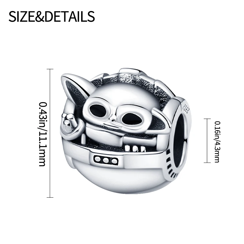 TOP Stars Warsries Yoda Mandalorian Helmet 925 Sterling Silver Charms Beads Fits Original Women's Bracelet DIY Jewelry Hot Gifts