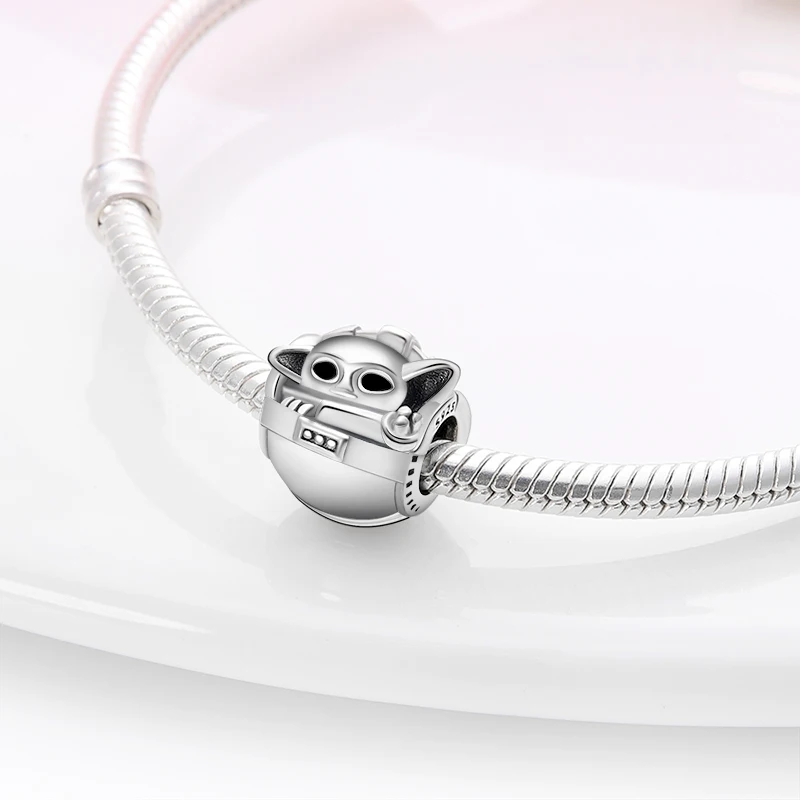 TOP Stars Warsries Yoda Mandalorian Helmet 925 Sterling Silver Charms Beads Fits Original Women's Bracelet DIY Jewelry Hot Gifts