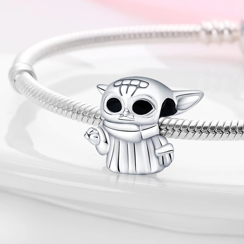 TOP Stars Warsries Yoda Mandalorian Helmet 925 Sterling Silver Charms Beads Fits Original Women's Bracelet DIY Jewelry Hot Gifts