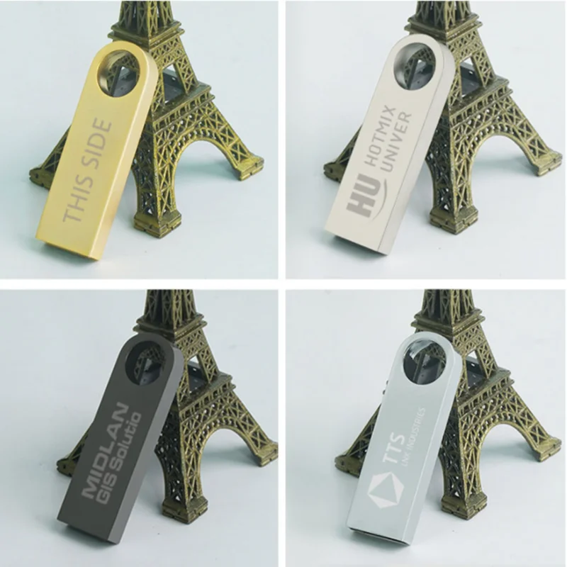 10PCS/lot USB Flash Drive 4GB 8GB 16GB Metal Pen Drive Pendrive 32GB 64GB Memory Stick 128GB Free Customized Gift USB 2.0 Sticks