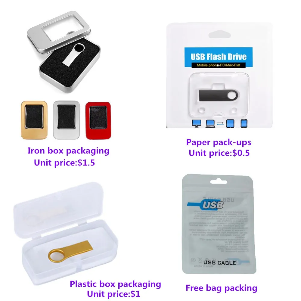 10PCS/lot USB Flash Drive 4GB 8GB 16GB Metal Pen Drive Pendrive 32GB 64GB Memory Stick 128GB Free Customized Gift USB 2.0 Sticks