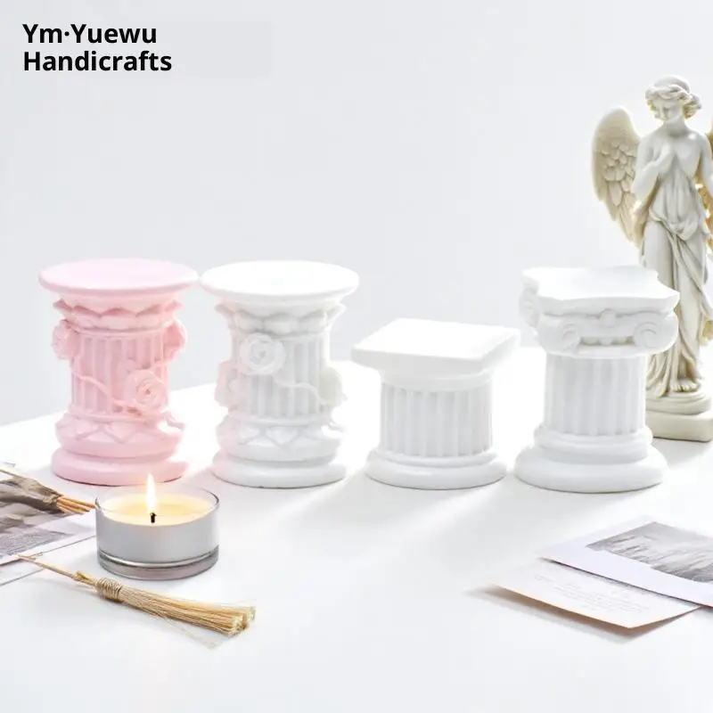 Indoor Home Dinning Room Garden Scenery Decor Roman Pillar Greek Column Statue Pedestal Candlestick Stand Figurine Sculpture