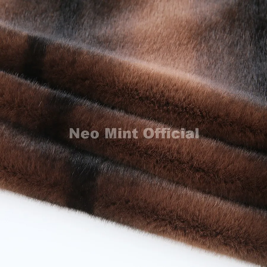Neo Mint 2026 Brand Runway Fashion Stripes Sable Faux Mink Fur Triangle Foulard Women Winter Luxury Fur Scarf Neck Warmers Wraps