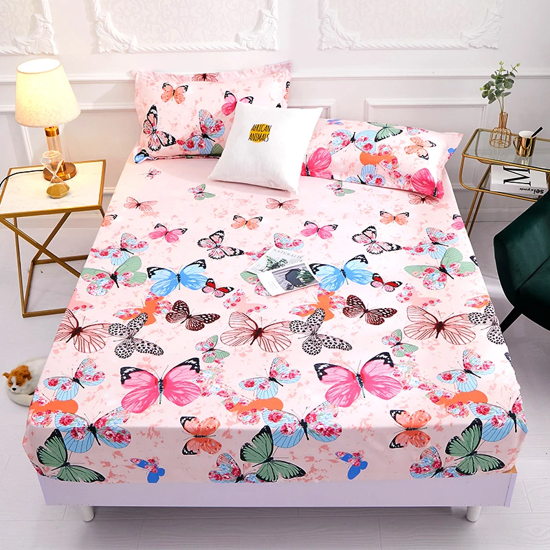 1 piece of bed sheet for bedroom 100%Polyeste Elastic Band Around bedding Fitted Sheet Only (excluding pillowcases)