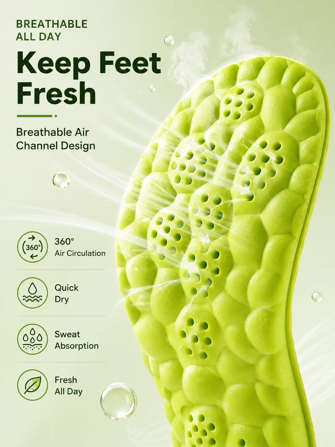 4D Cloud Sport Insoles PU Air Cushion Breathable Shock Absorption Height Increase Shoe Insoles for Men Women Run Walk Sneakers