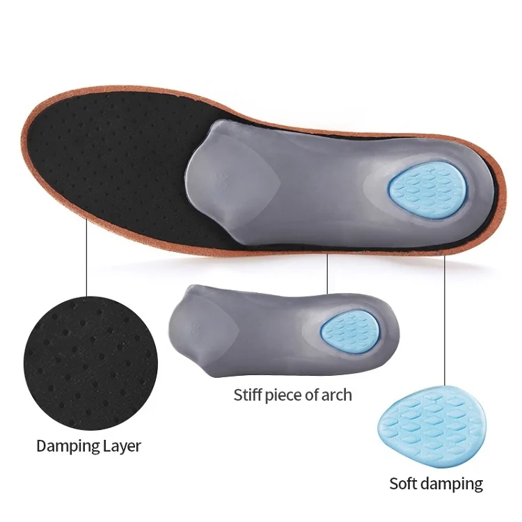 Leather Orthotic Insole For Flat Feet Arch Support Orthopedic PU Leather Insole For Men Women O/X Leg Corrected Insoles