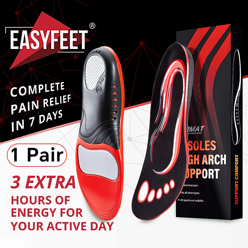 220+ Lbs Heavy Duty High Arch Support Insoles for Men Women Shock Absorbing Shoe Inserts for Flat Feet Standing All Day Insole