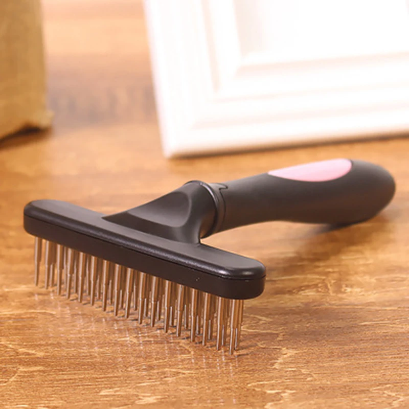 Dog Rake Deshedding Dematting Brush Comb Undercoat Rake for Dogs Cats Short Long Hair Pet Brushes Shedding with Double Row Pins