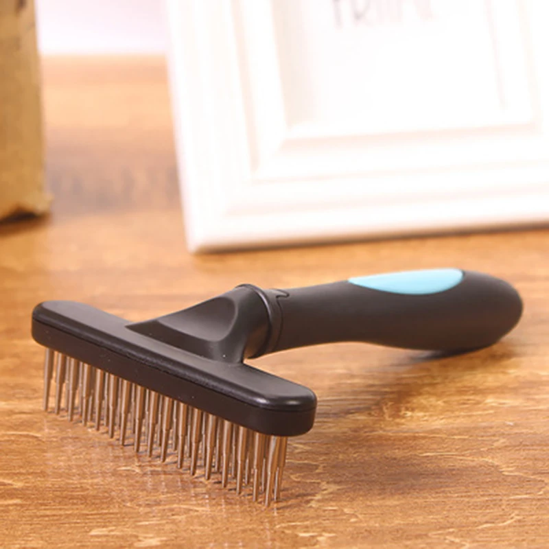 Dog Rake Deshedding Dematting Brush Comb Undercoat Rake for Dogs Cats Short Long Hair Pet Brushes Shedding with Double Row Pins