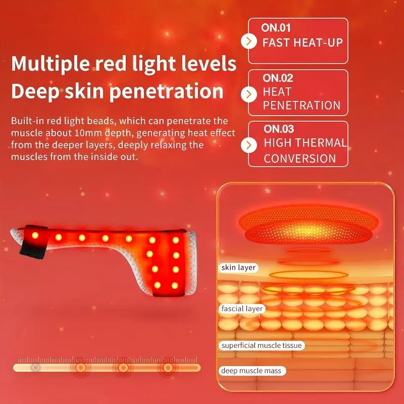 Red Light Electric Heating Thumb Support Vibrating Massager Relieves Wrist Pain and Fatigue Alleviates Tenosynovitis