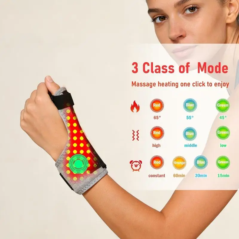 Red Light Electric Heating Thumb Support Vibrating Massager Relieves Wrist Pain and Fatigue Alleviates Tenosynovitis