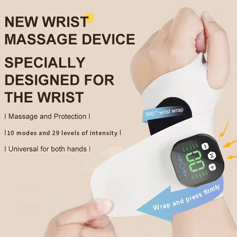 Electric Wrist Massager 5 Levels Compress 3 Levels Vibration Massage Wrist Guard Band Carpal Tunnel