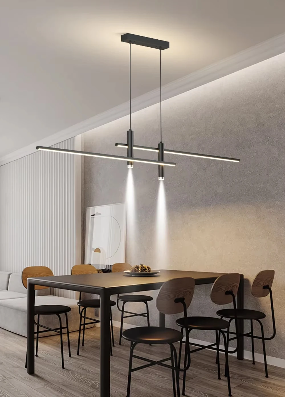 LED Pendant Light Smart Remote Control Adjustable Color Temperature Brightness Living Room Restaurant Hanging Lamp Home Light