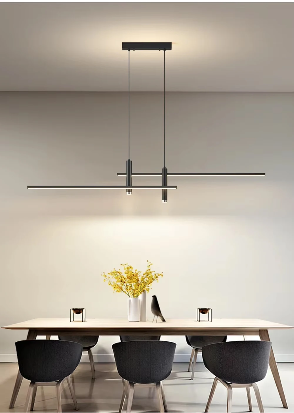 LED Pendant Light Smart Remote Control Adjustable Color Temperature Brightness Living Room Restaurant Hanging Lamp Home Light