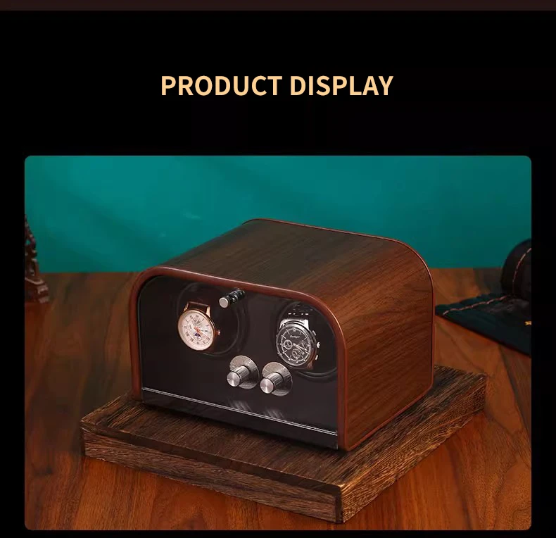 CCZIDONGH Automatic Watch Winder Retro Wooden Texture Blue LED Light Mute Motor Shaker Automatic Watch Box