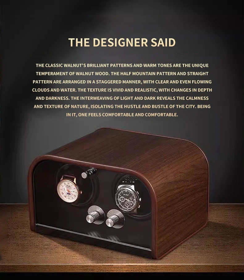 CCZIDONGH Automatic Watch Winder Retro Wooden Texture Blue LED Light Mute Motor Shaker Automatic Watch Box