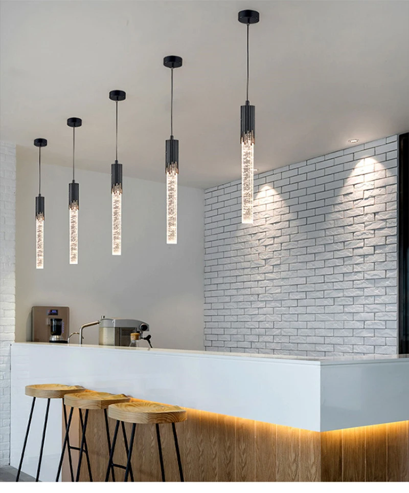 Modern Bedroom Crystal Bubble Pendant Light - Droplet Design Clear Hanging Lamp for Bedside Decorative Suspension Lighting