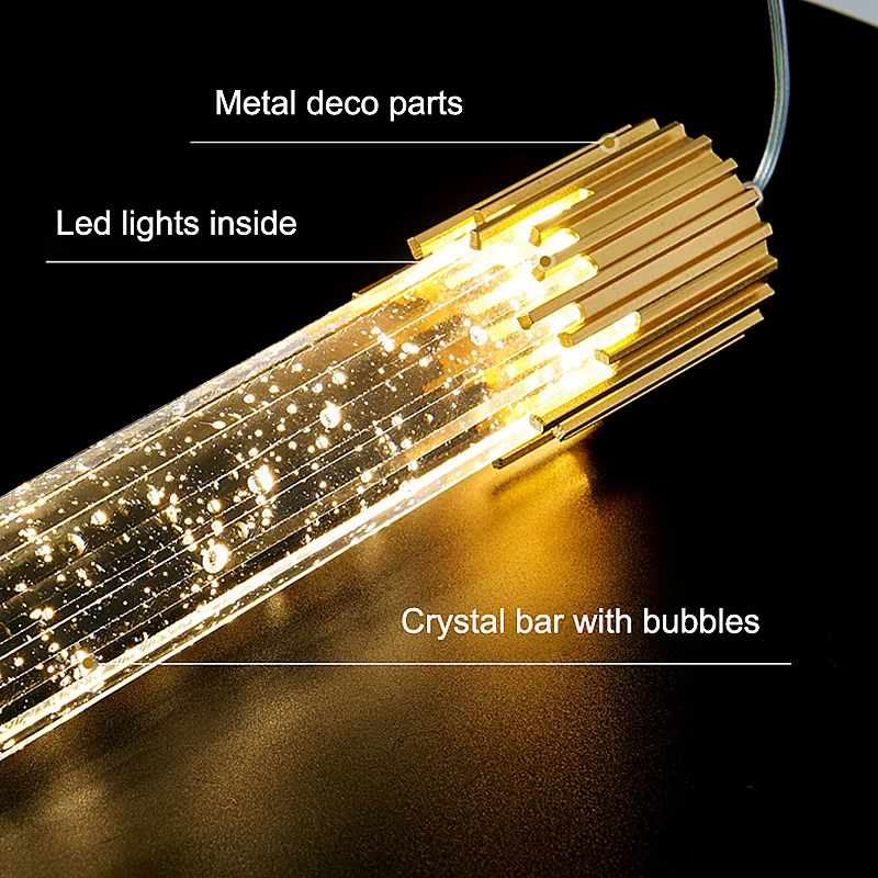Modern Bedroom Crystal Bubble Pendant Light - Droplet Design Clear Hanging Lamp for Bedside Decorative Suspension Lighting