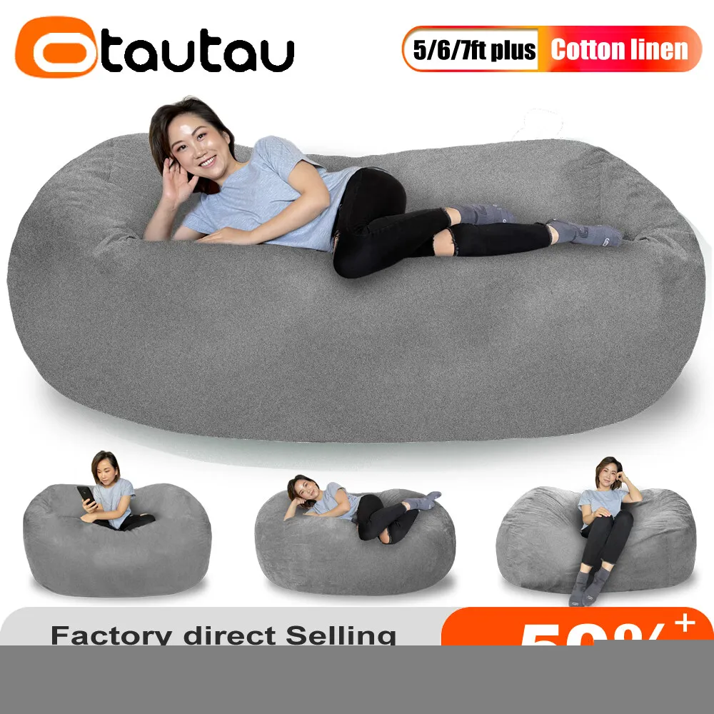 OTAUTAU 150/180/210/240L EPS Ball Filler for 2/3ft Beanbag Pouf 1-3-5mm Polyester Pillow Cushion Bean Bag Chair Snow Scene TL001