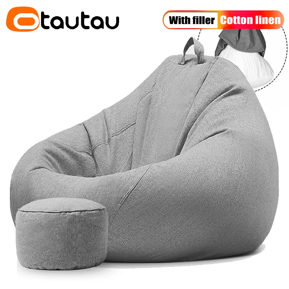 OTAUTAU 150/180/210/240L EPS Ball Filler for 2/3ft Beanbag Pouf 1-3-5mm Polyester Pillow Cushion Bean Bag Chair Snow Scene TL001