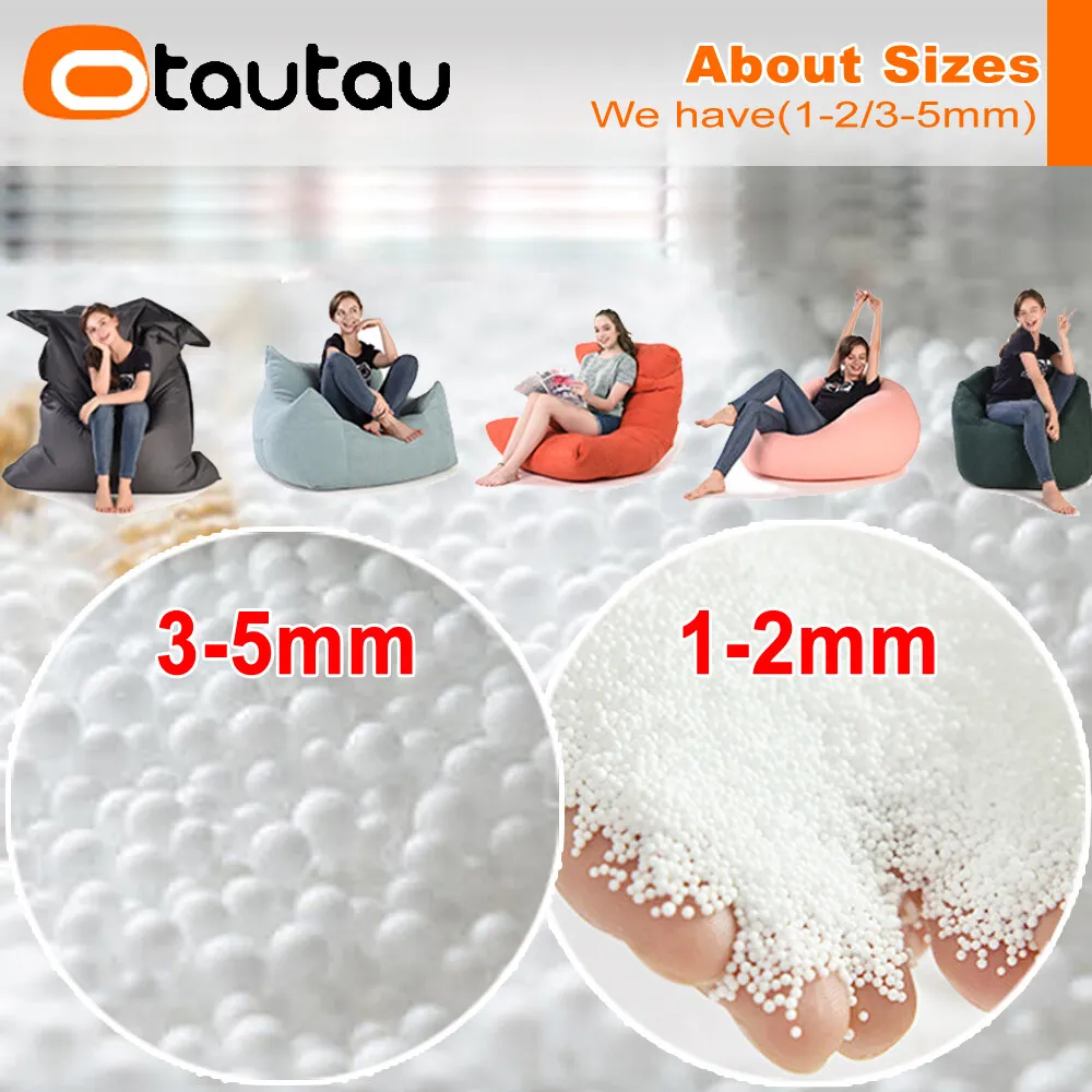 OTAUTAU 150/180/210/240L EPS Ball Filler for 2/3ft Beanbag Pouf 1-3-5mm Polyester Pillow Cushion Bean Bag Chair Snow Scene TL001