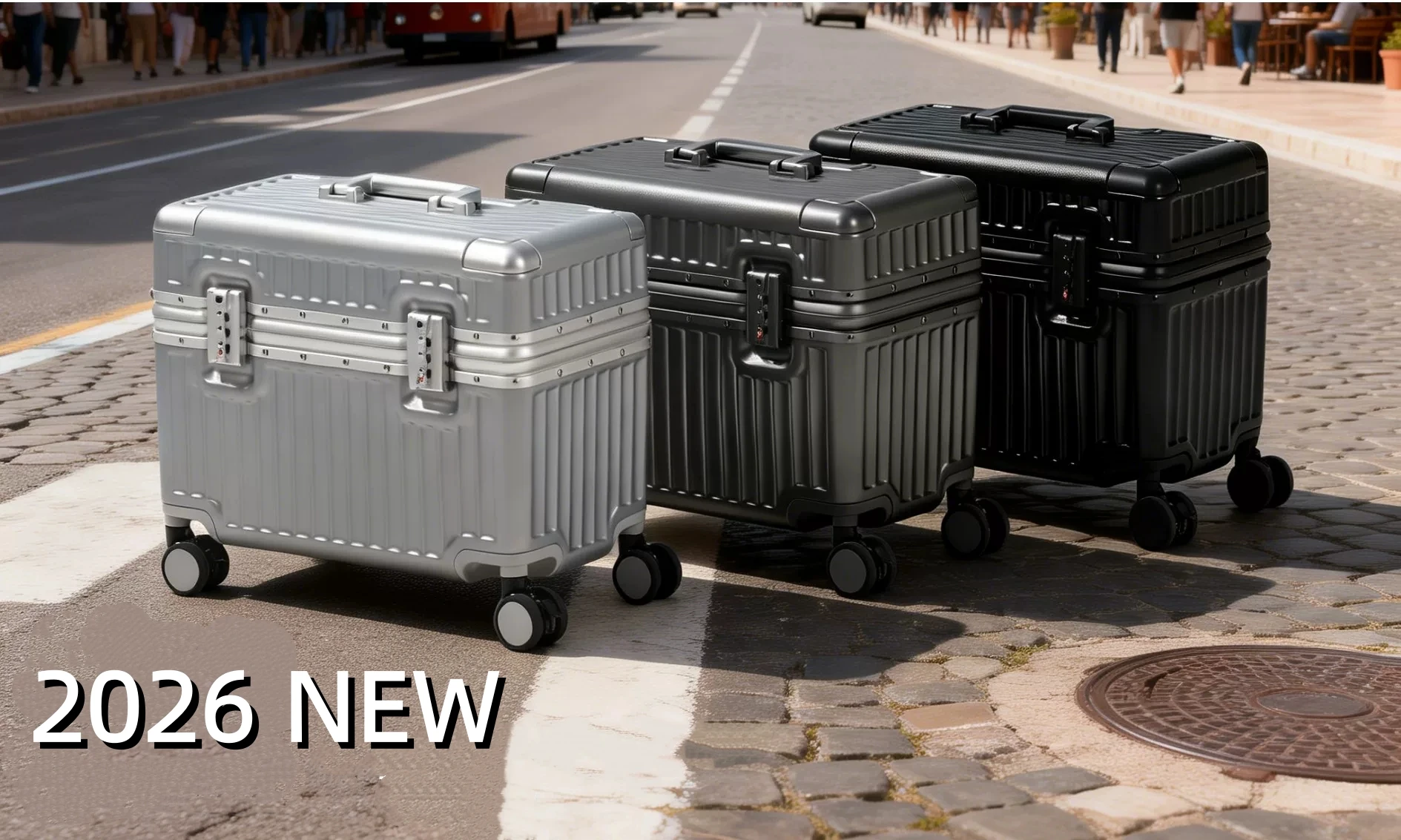 Top Opening Suitcase 18/20 Boarding Carry-on Travel Photographer Rolling Luggage PC Material with Aluminum Alloy Frame TSA Lock