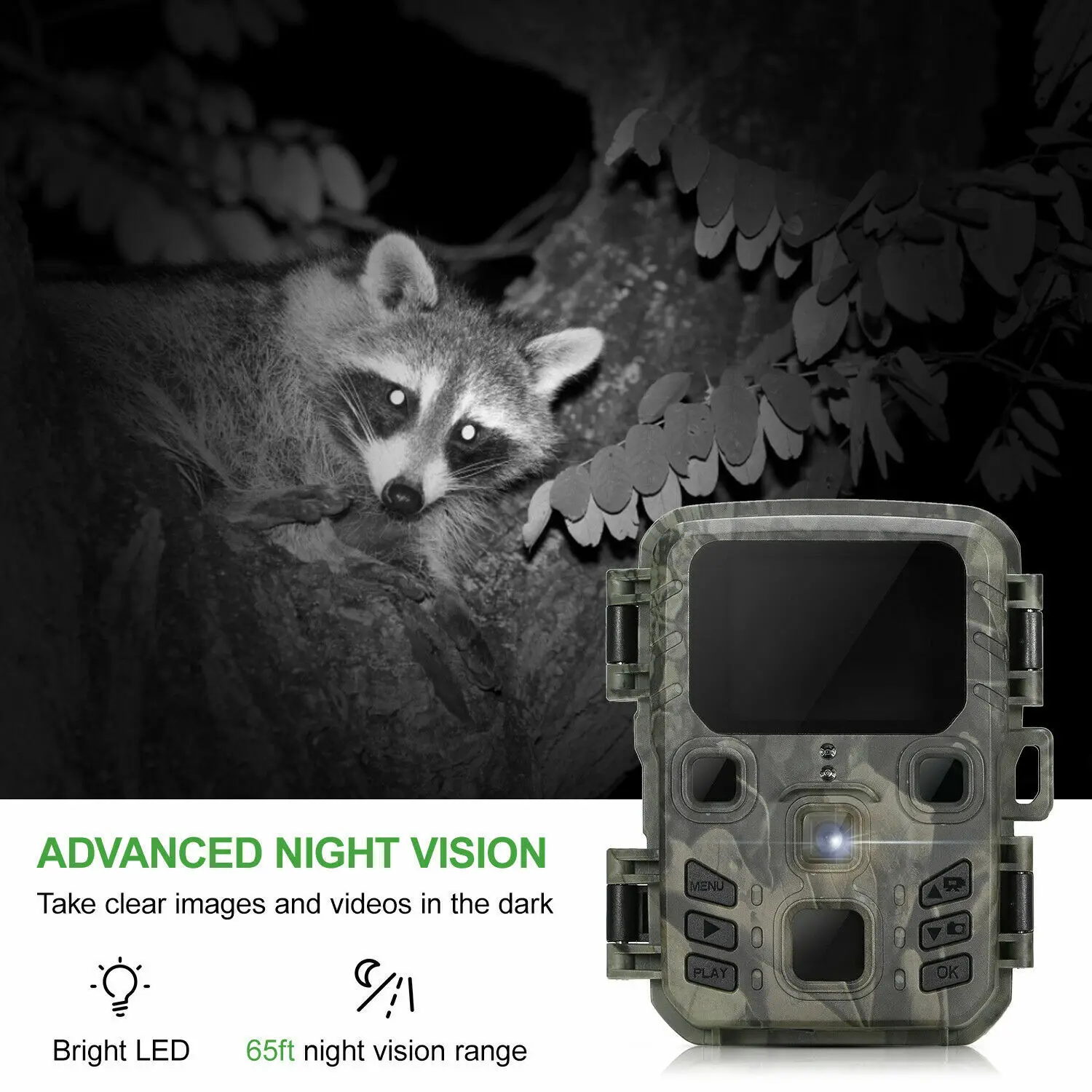 Mini Trail Hunting Camera 24MP 1080P 0.5s Motion Trigger Night Vision Waterproof Wildlife Photo Trap Scouting Cam