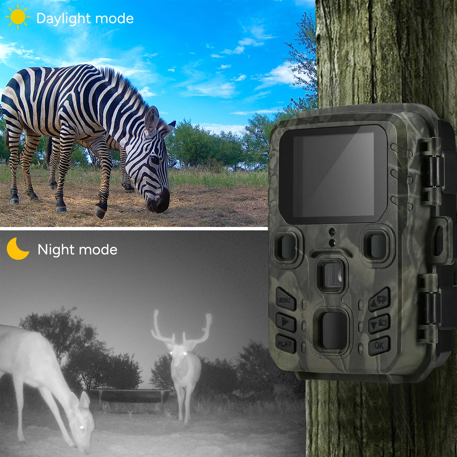 Mini Trail Hunting Camera 24MP 1080P 0.5s Motion Trigger Night Vision Waterproof Wildlife Photo Trap Scouting Cam