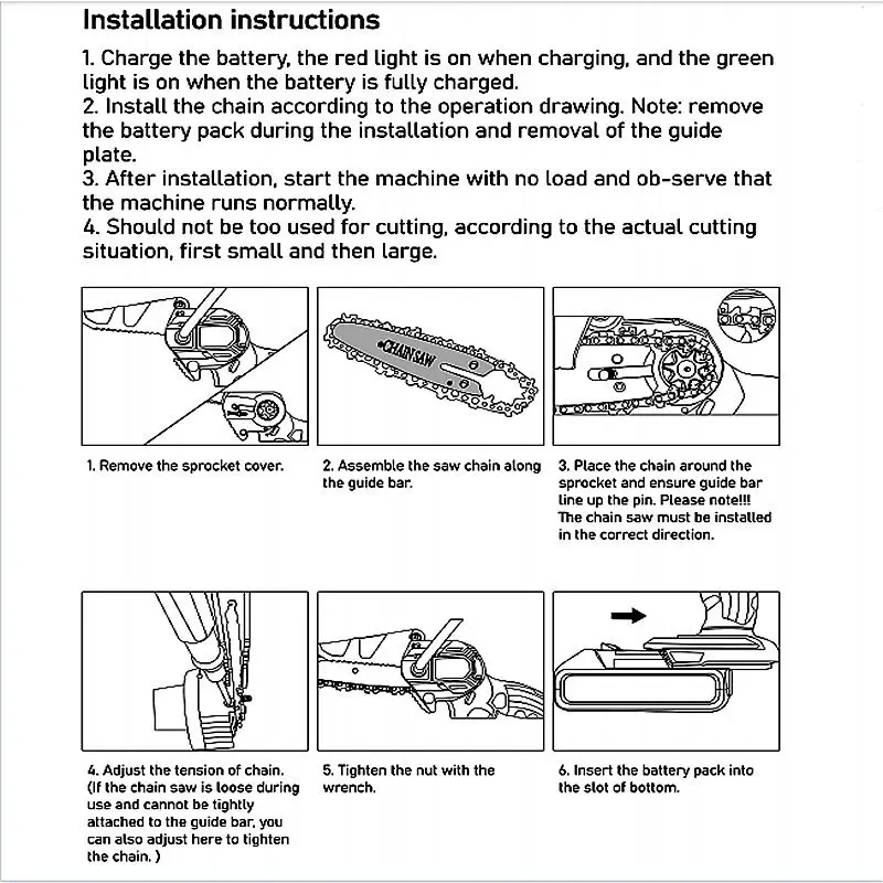 1080W 4Inch 88VF Mini Electric Chain Saw with Upgraded Battery Rechargeable Woodworking Pruning One-handed Saw Garden Tool