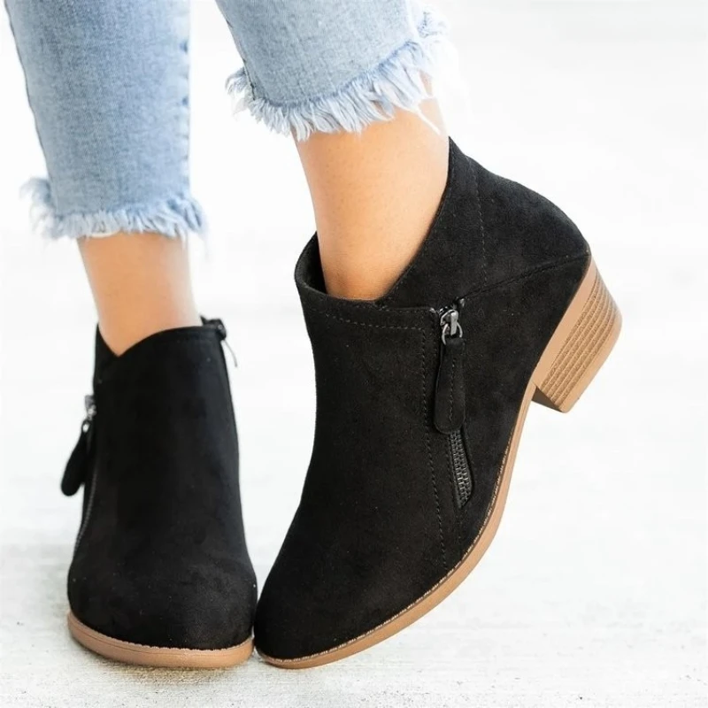Womens Autumn New Imitation Suede Waterproof Short Boots 2025 Daily Home Office Shopping Shallow Mouth Comfortable Women's Boots