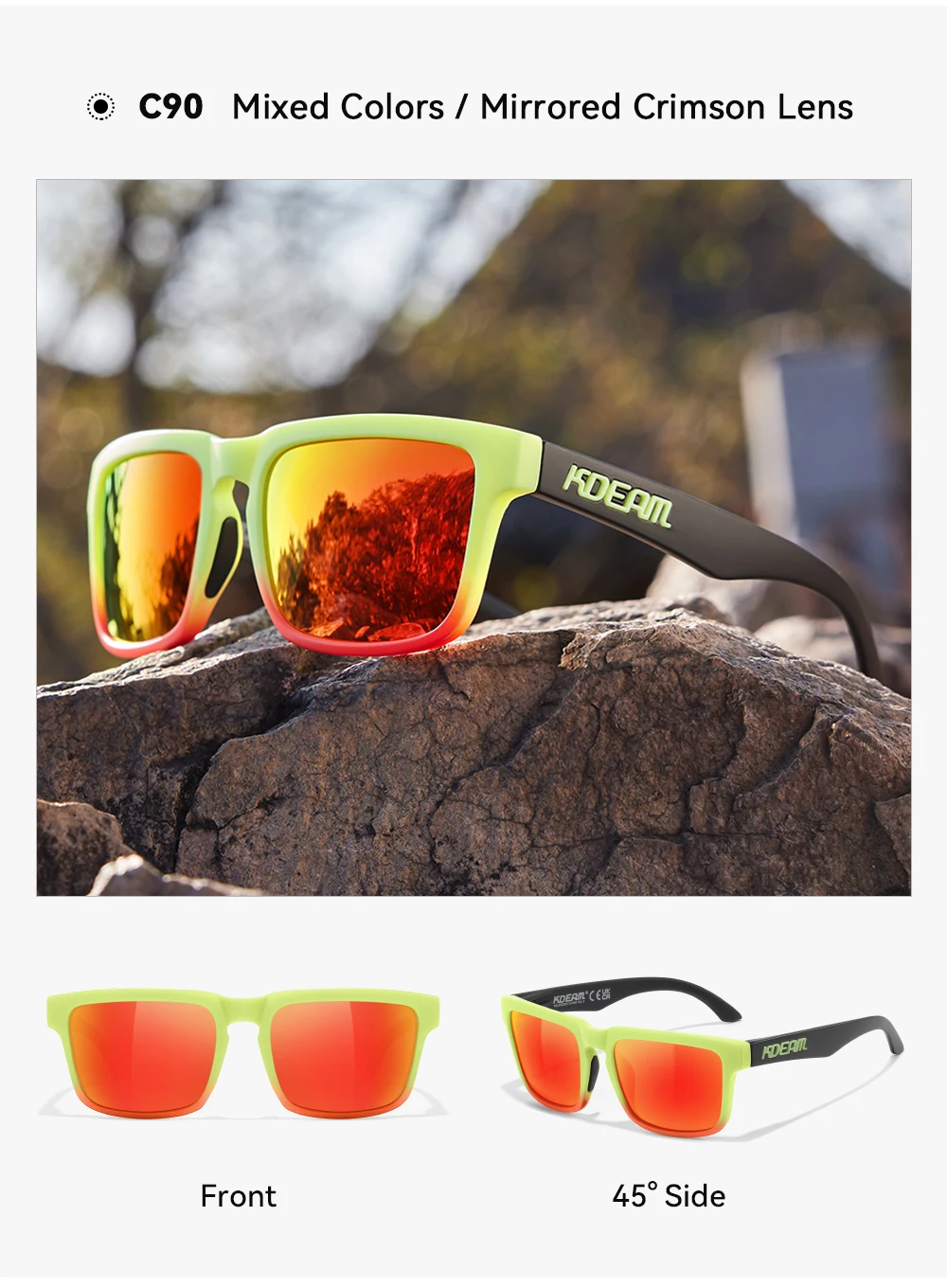 2026 KDEAM Brand Square Men Polarized Sunglasses Male Sports Photochromic Sun Glasses For Driving Fishing Fashion Women Shades