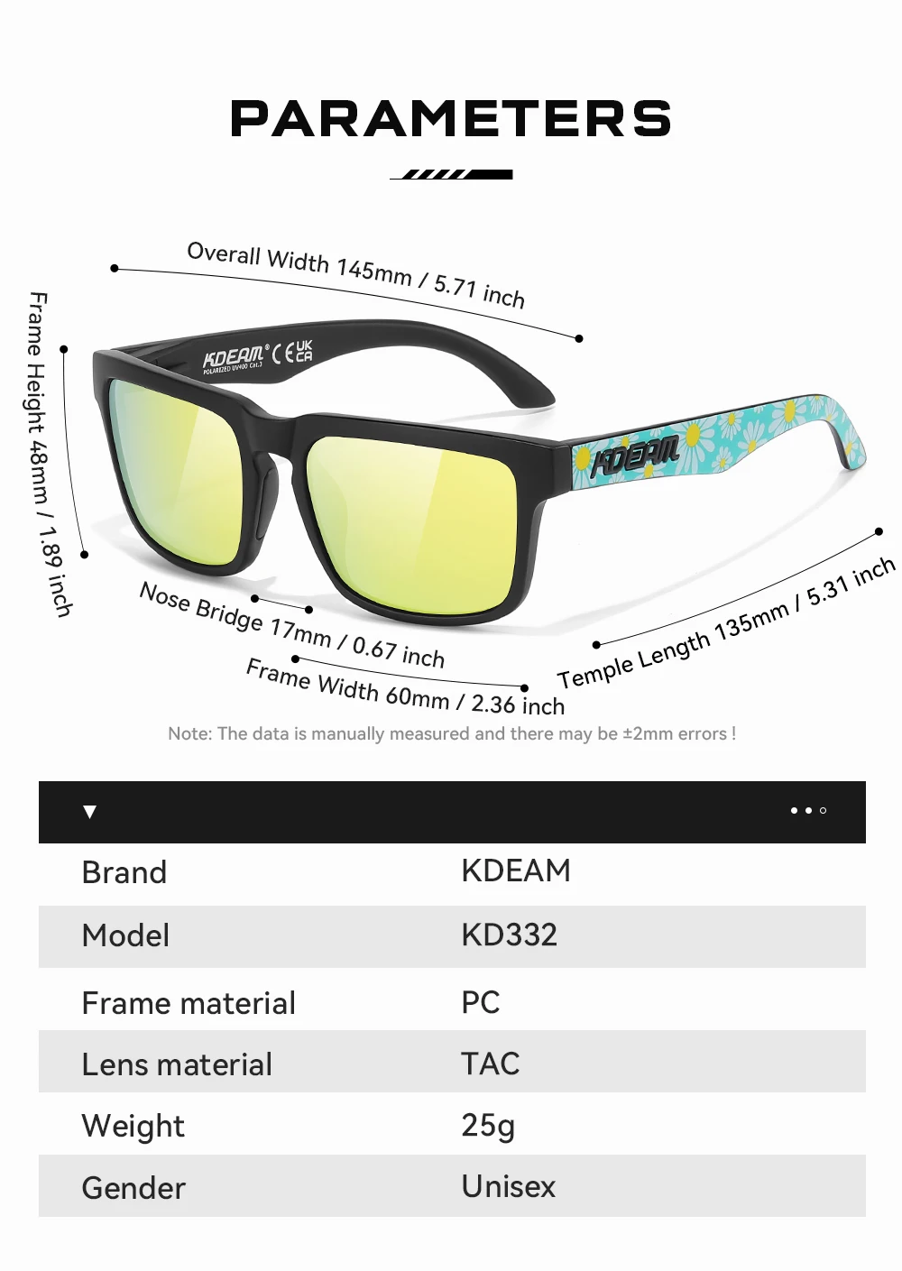 2026 KDEAM Brand Square Men Polarized Sunglasses Male Sports Photochromic Sun Glasses For Driving Fishing Fashion Women Shades
