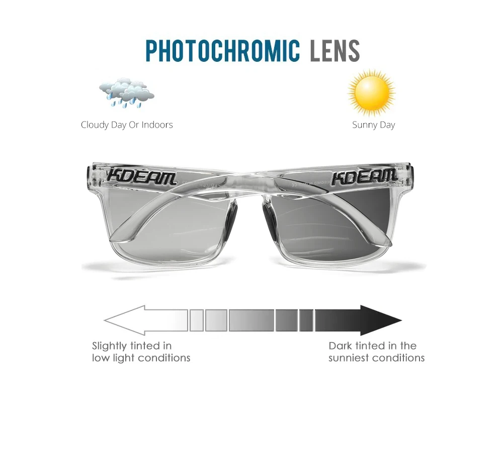 2026 KDEAM Brand Square Men Polarized Sunglasses Male Sports Photochromic Sun Glasses For Driving Fishing Fashion Women Shades