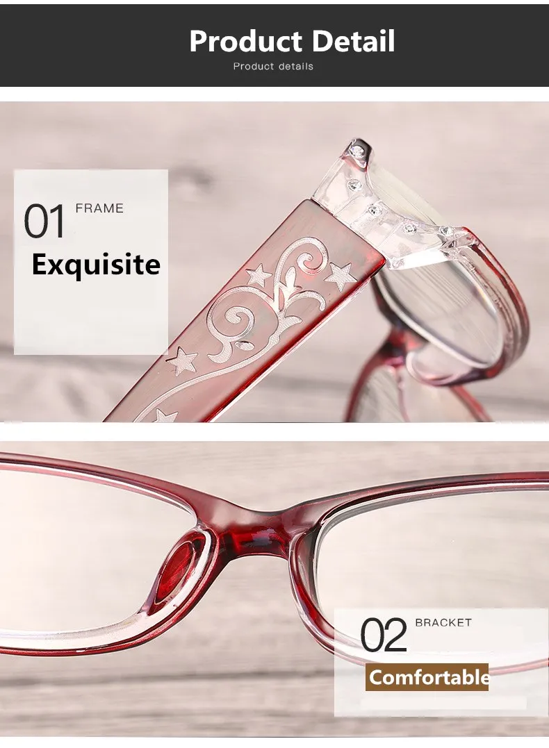 Cat Eye Reading Glasses Women Retro Presbyopic Glasses Pattern Eyeglasses Legs Resin Frame Diopter +1.0 +1.5 +2.0 +2.5 +3.0 +3.5