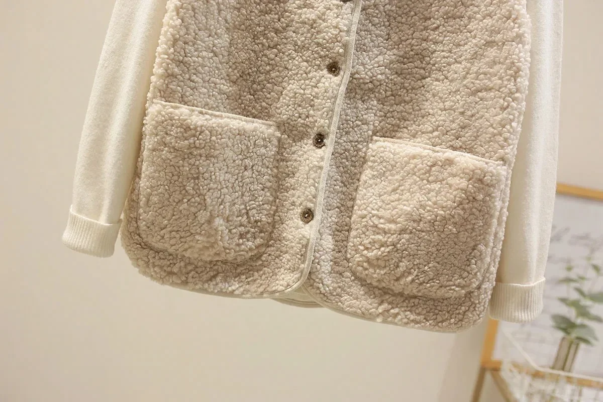 Lamb Wool Vest Women's Cropped 2025 Autumn/Winter New Style Korean Version Fur Integrated Horse Clip Granule Plush Shoulder Vest