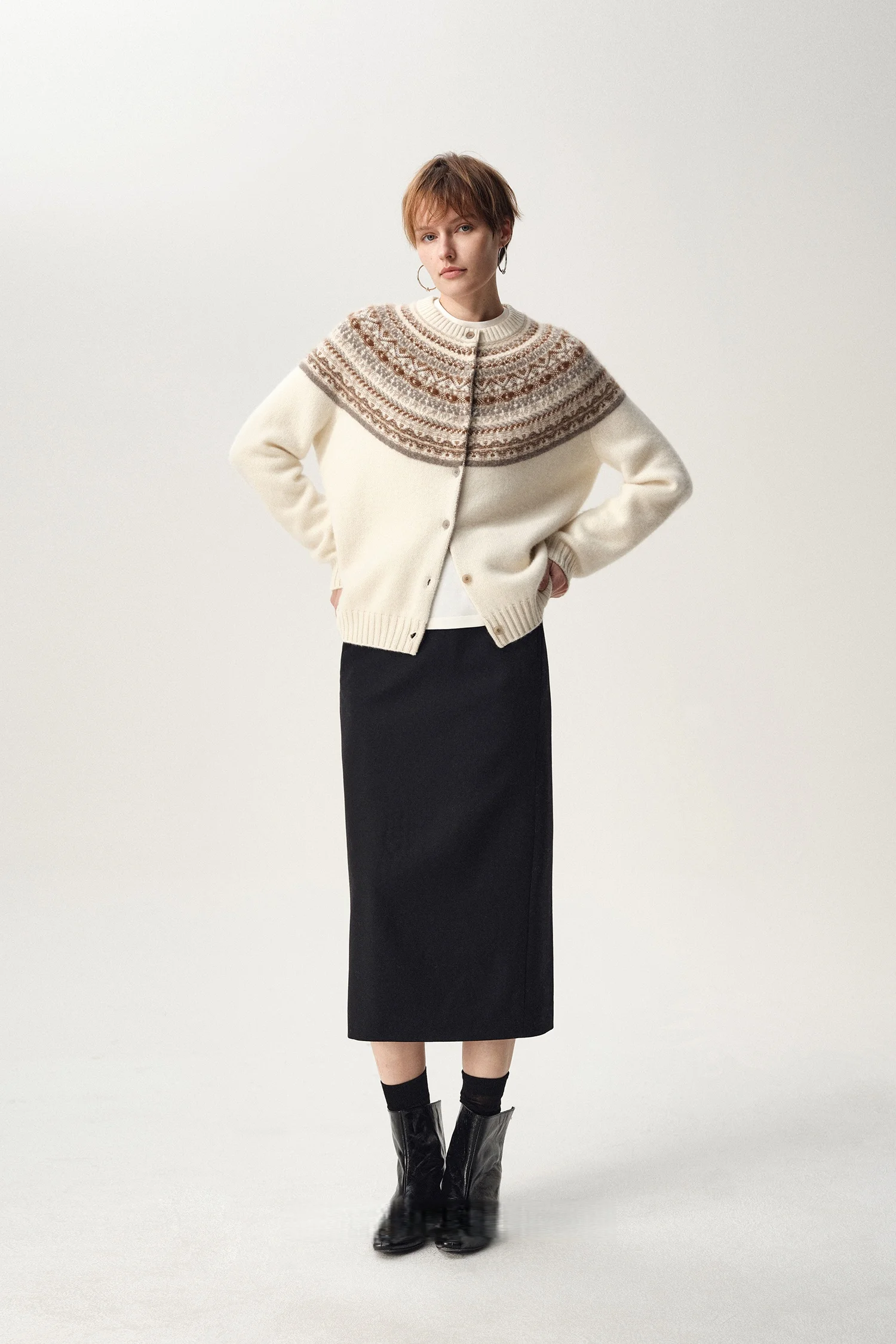 Classic Autumn Winter Woman Sweater Fair Isle Female 100% Merino Wool Knitted Cardigan Cashmere Ladies Long Sleeve Clothing Tops